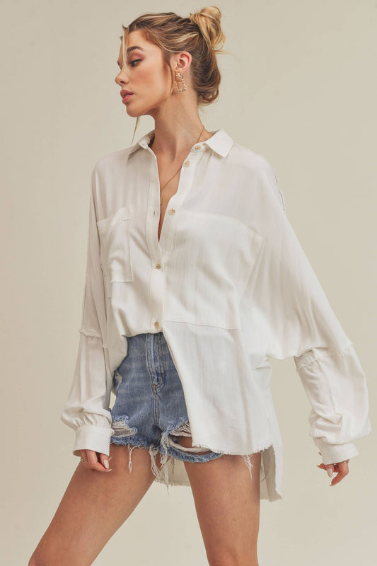 DELILAH: Button Down Raw Hem