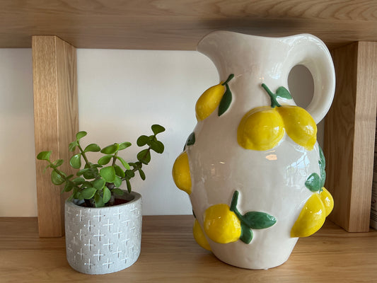 Large fruit vase with handle