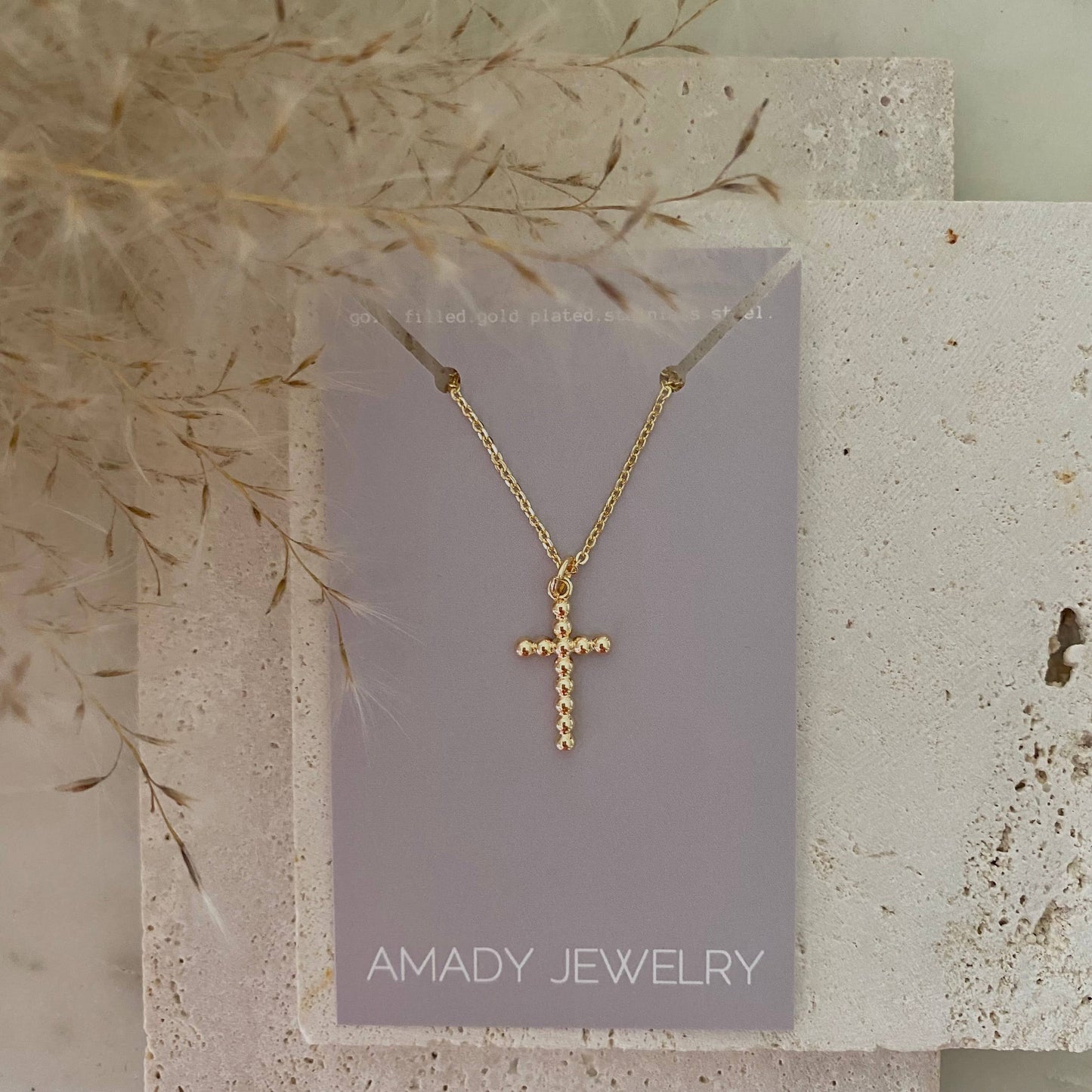 Cross 14k gold filled balloon necklace