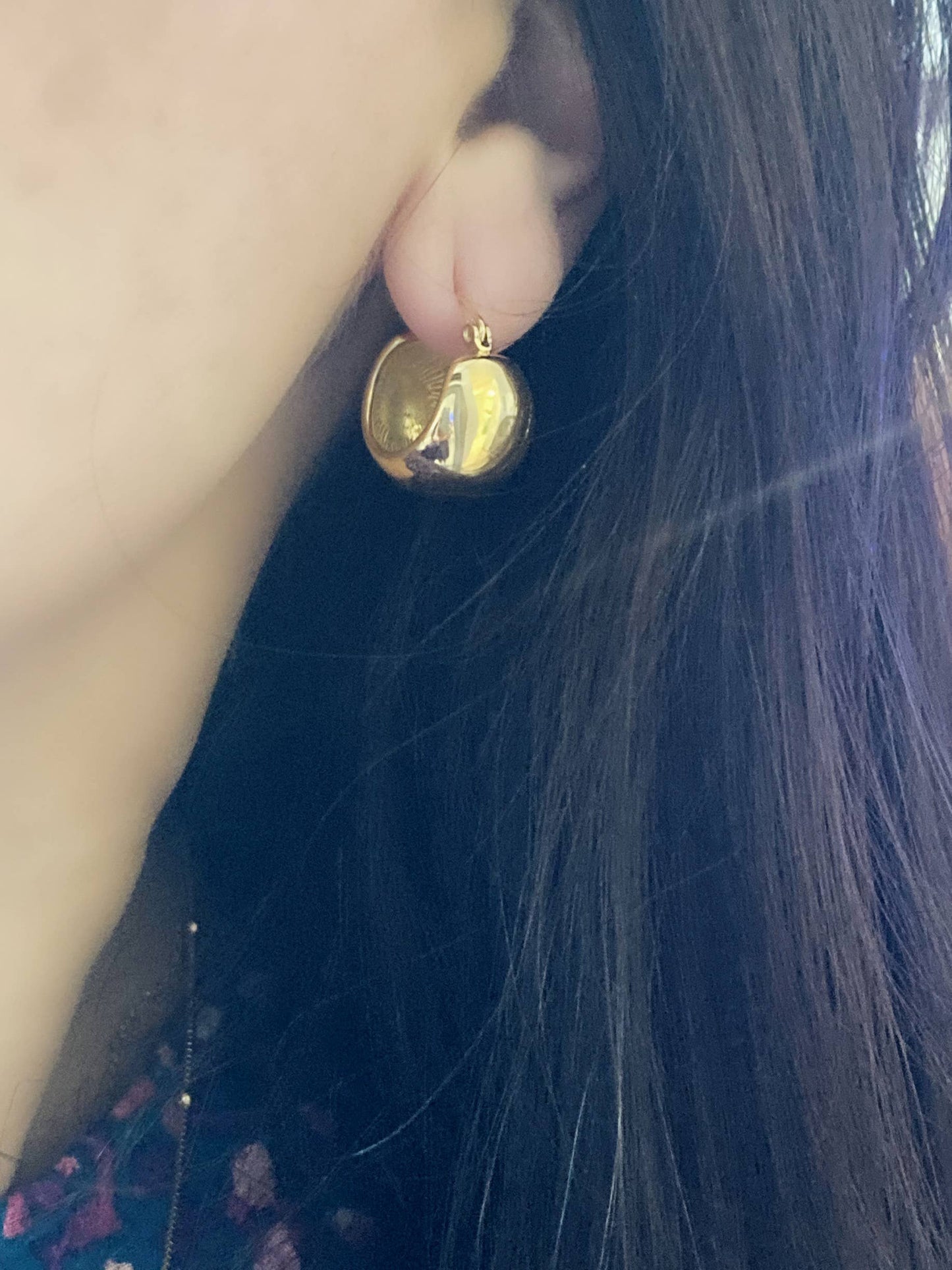 Hoop earrings 18k gold plated thick hoop earrings, chunky