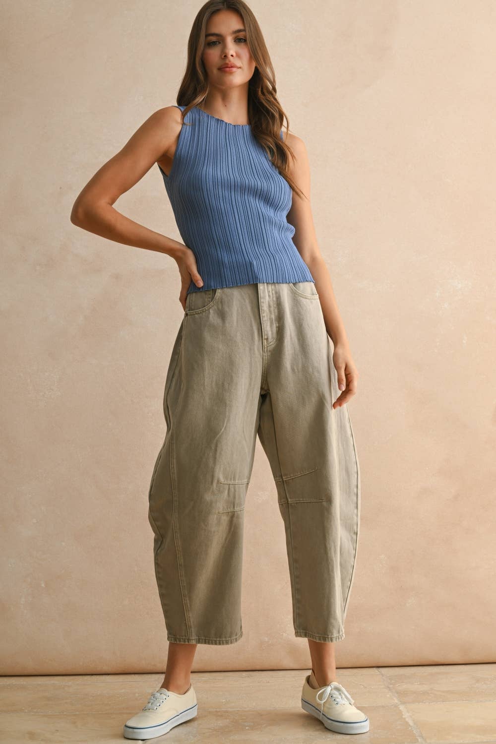TAYLOR: Viscose ribbed knit top