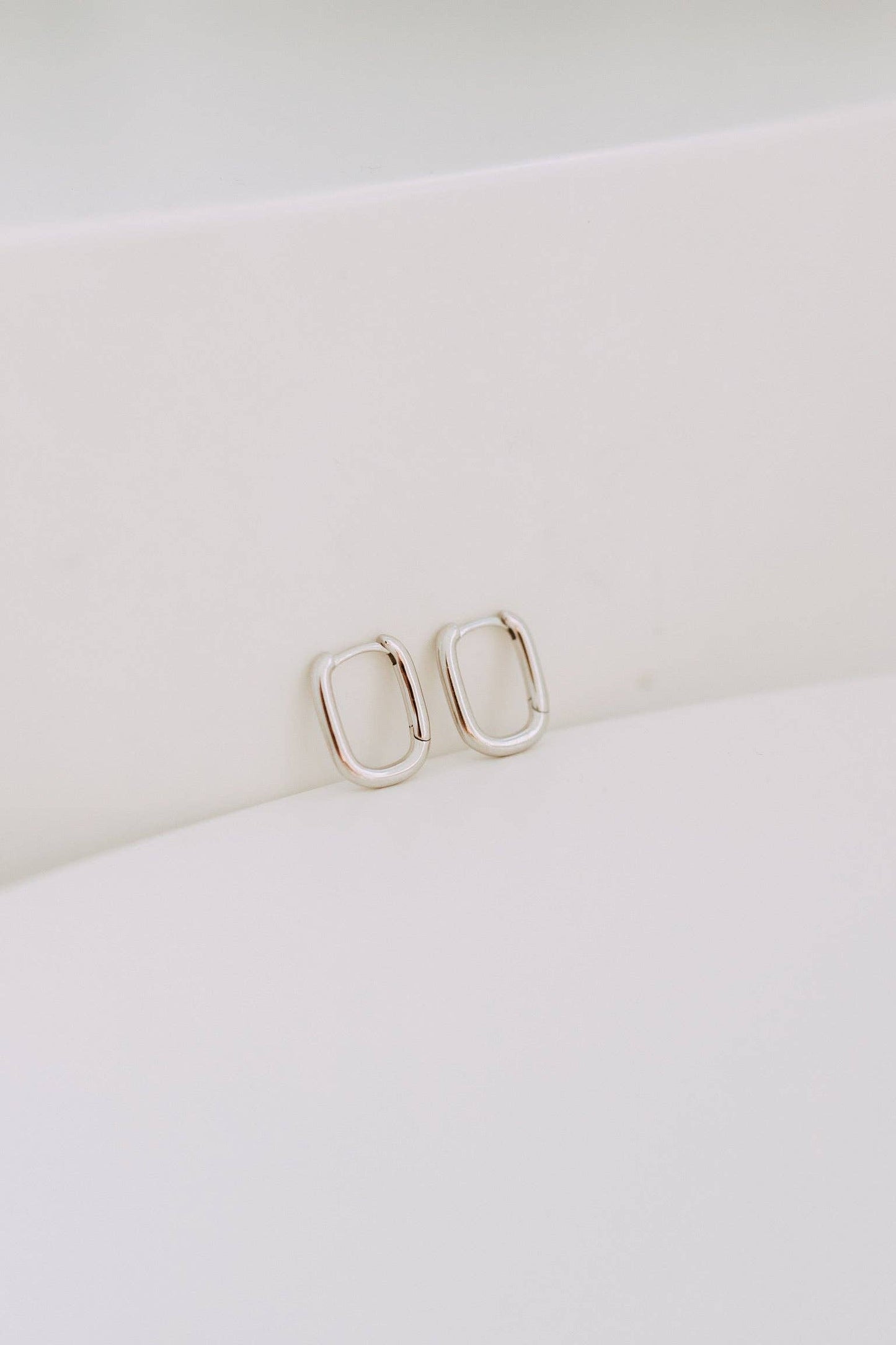 Petite Silver Rectangle Huggie Hoops