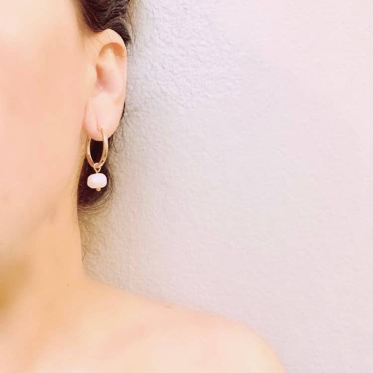 Water Pearl Hoop Earrings
