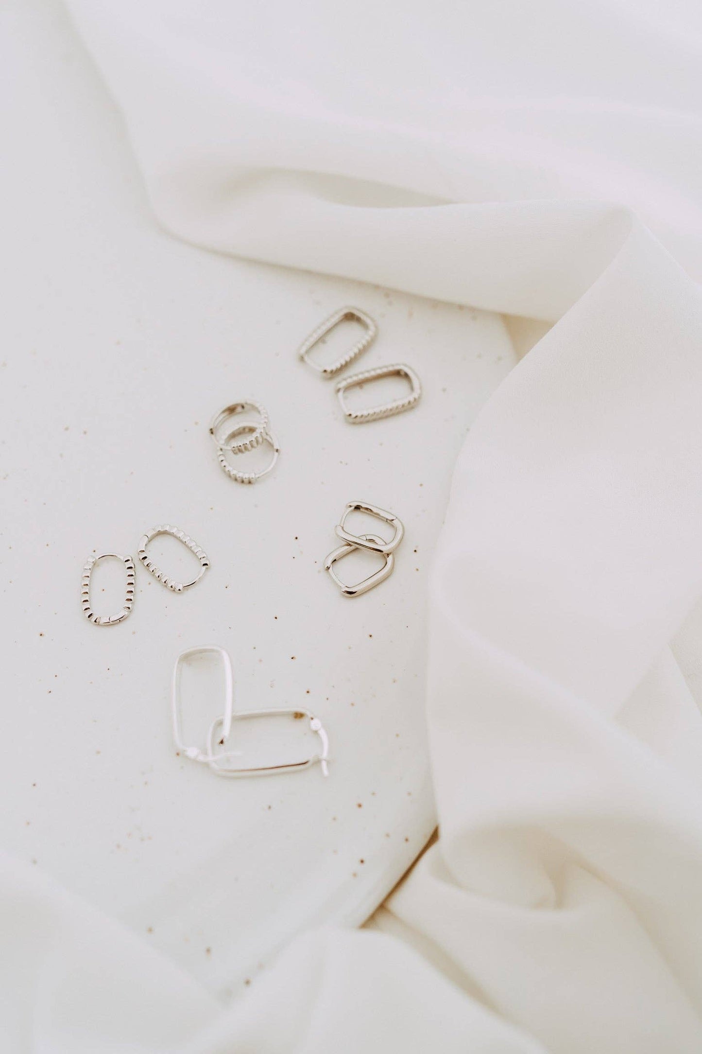 Petite Silver Rectangle Huggie Hoops