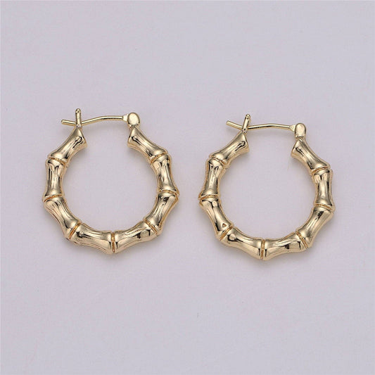 18k Gold Filled Bamboo Hoop Earrings