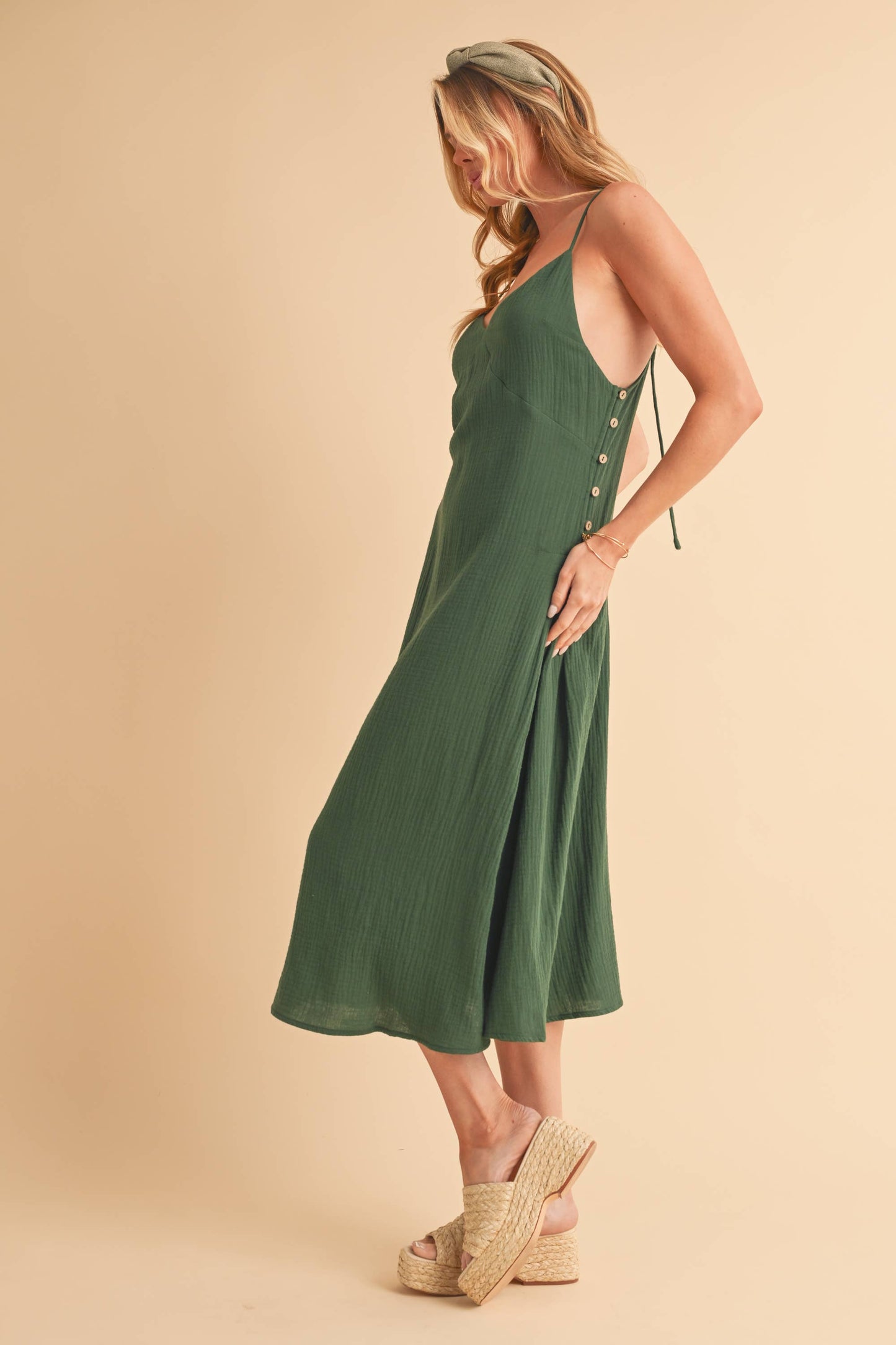 DAWN: Green Cotton Dress