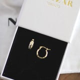 GOLD TEXTURED HAMMERED HOOP EARRINGS