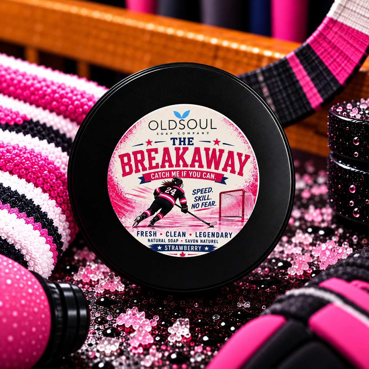 THE BREAKAWAY — Strawberry Hockey Puck Soap + Tin