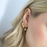 GOLD TEXTURED HAMMERED HOOP EARRINGS