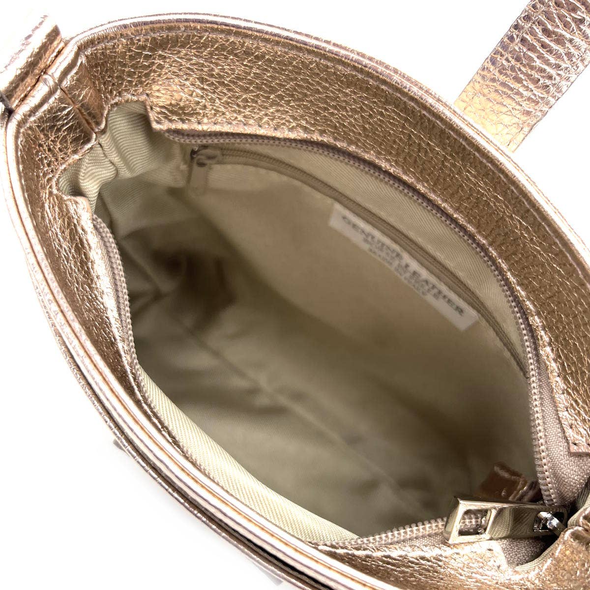 Genuine leather shoulder bag with laminated finish, Made in Italy
