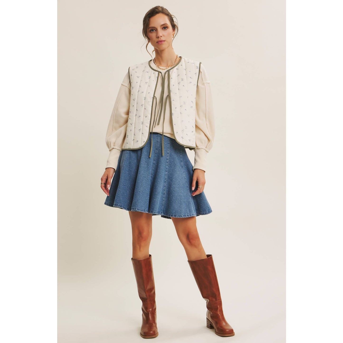 AMY- Denim Flare Mini Skirt