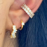 SINGLE STONE HUGGIE EARRINGS