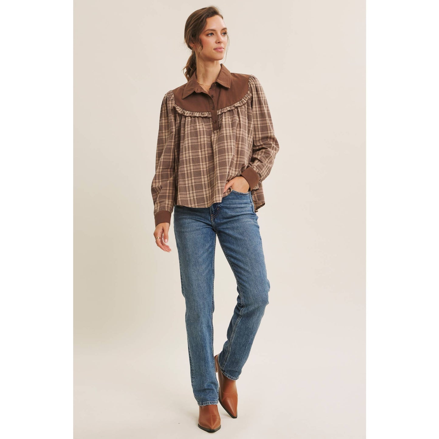 PAYTON- Plaid Blouse