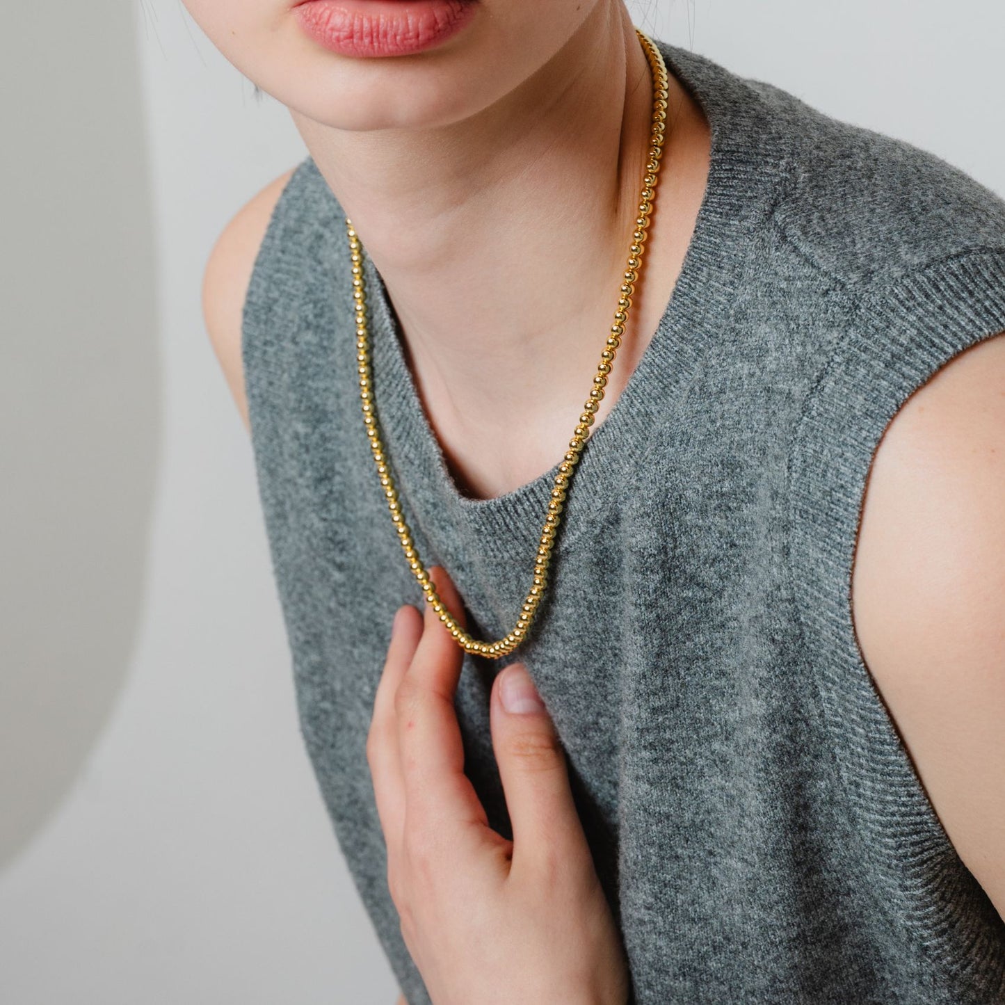 Sphere Beaded Necklace / Gold