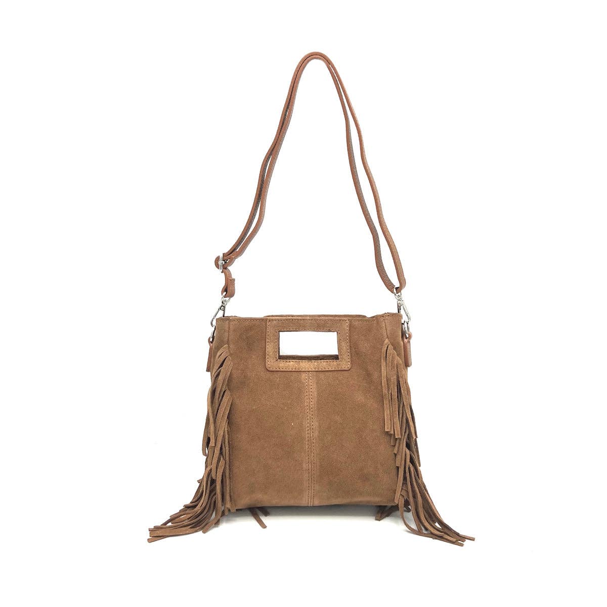 Suede fringe handbag, Made in Italy