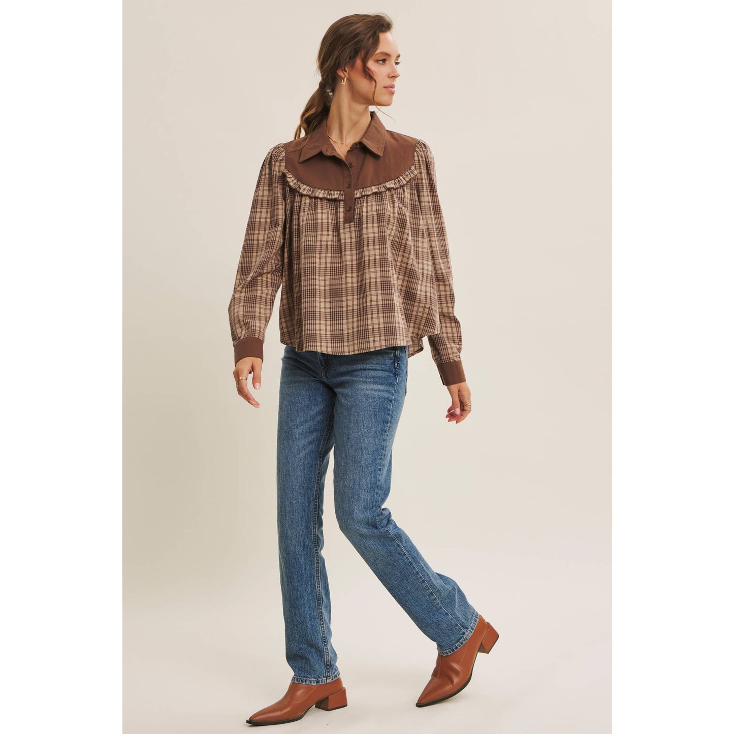 PAYTON- Plaid Blouse