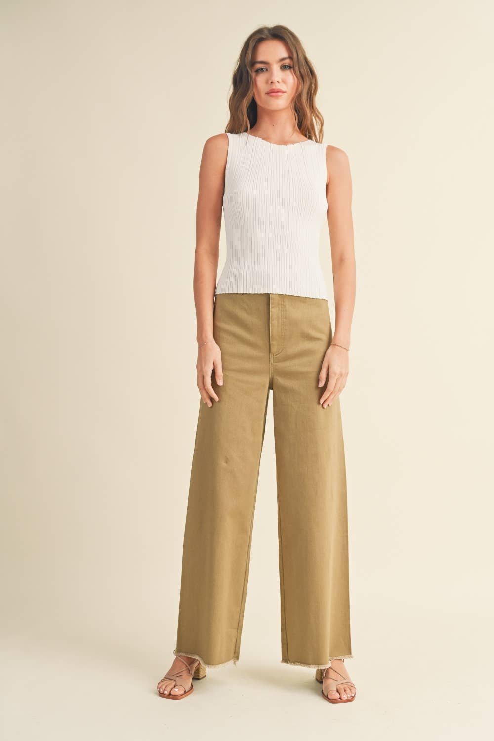 TAYLOR: Viscose ribbed knit top