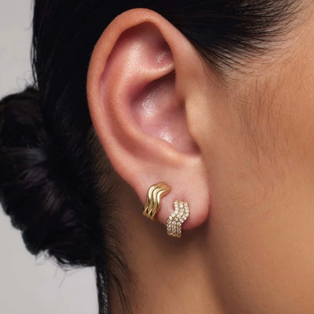 Mini Wave Huggie Earrings