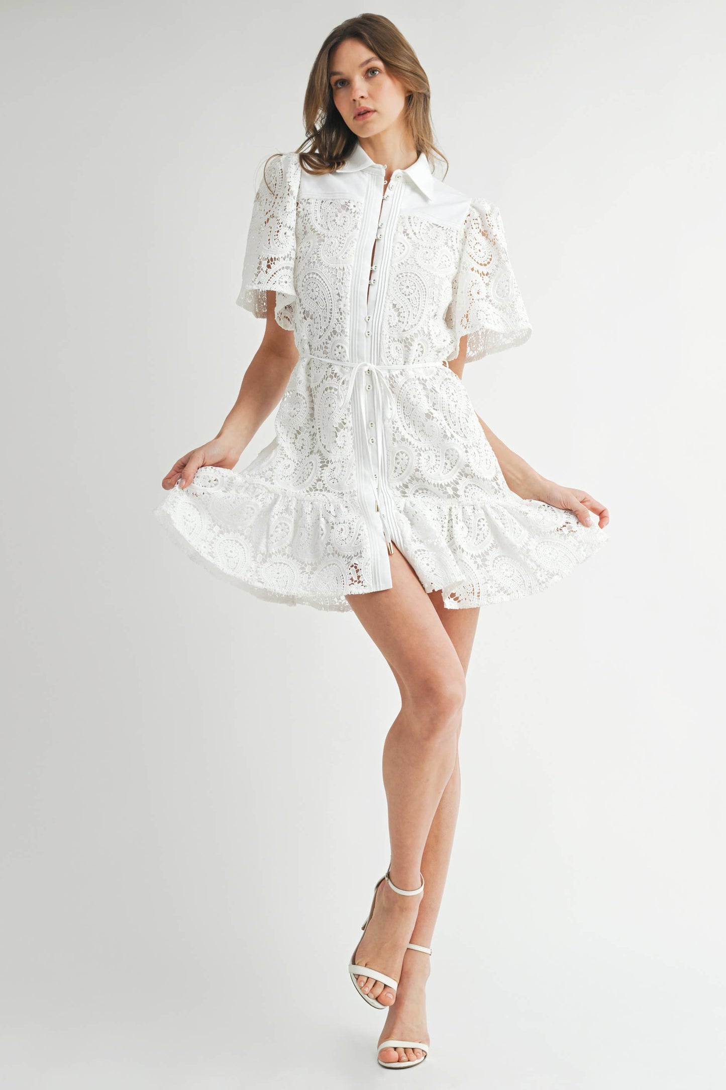 BLAINE: Lace Collared Mini Dress