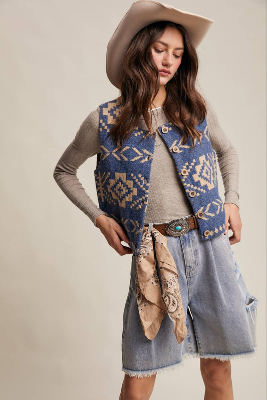 KALEIGH: Southwestern Button Vest