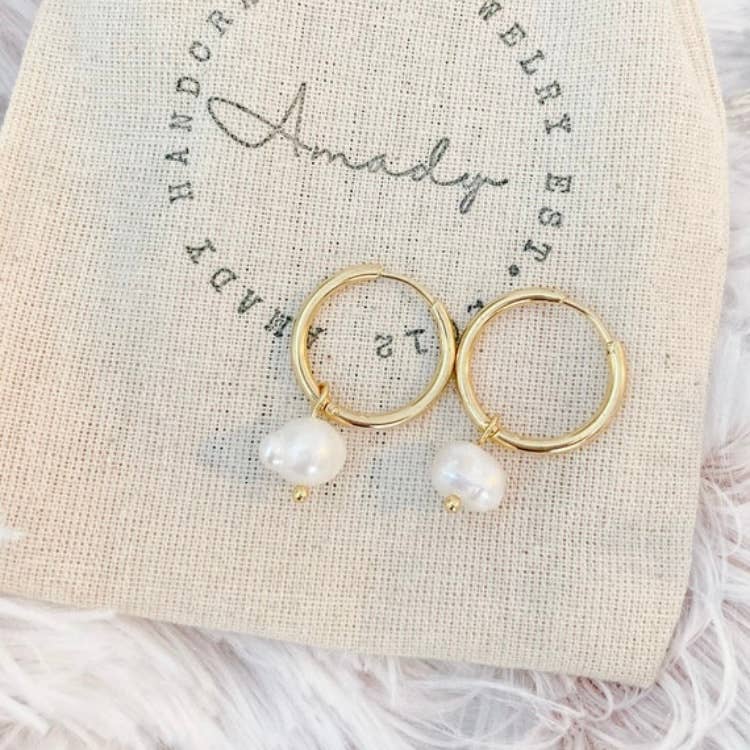 Water Pearl Hoop Earrings