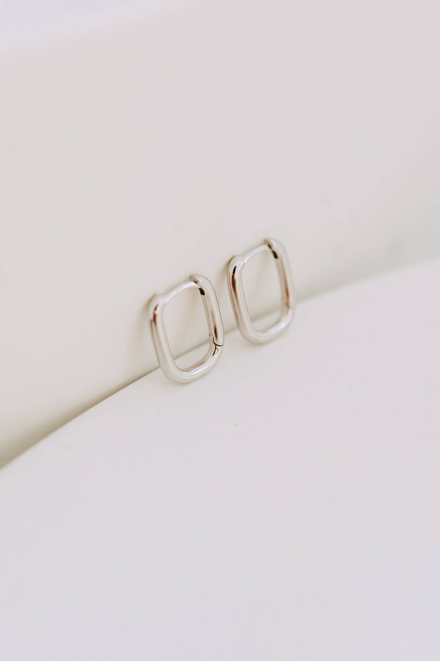 Petite Silver Rectangle Huggie Hoops