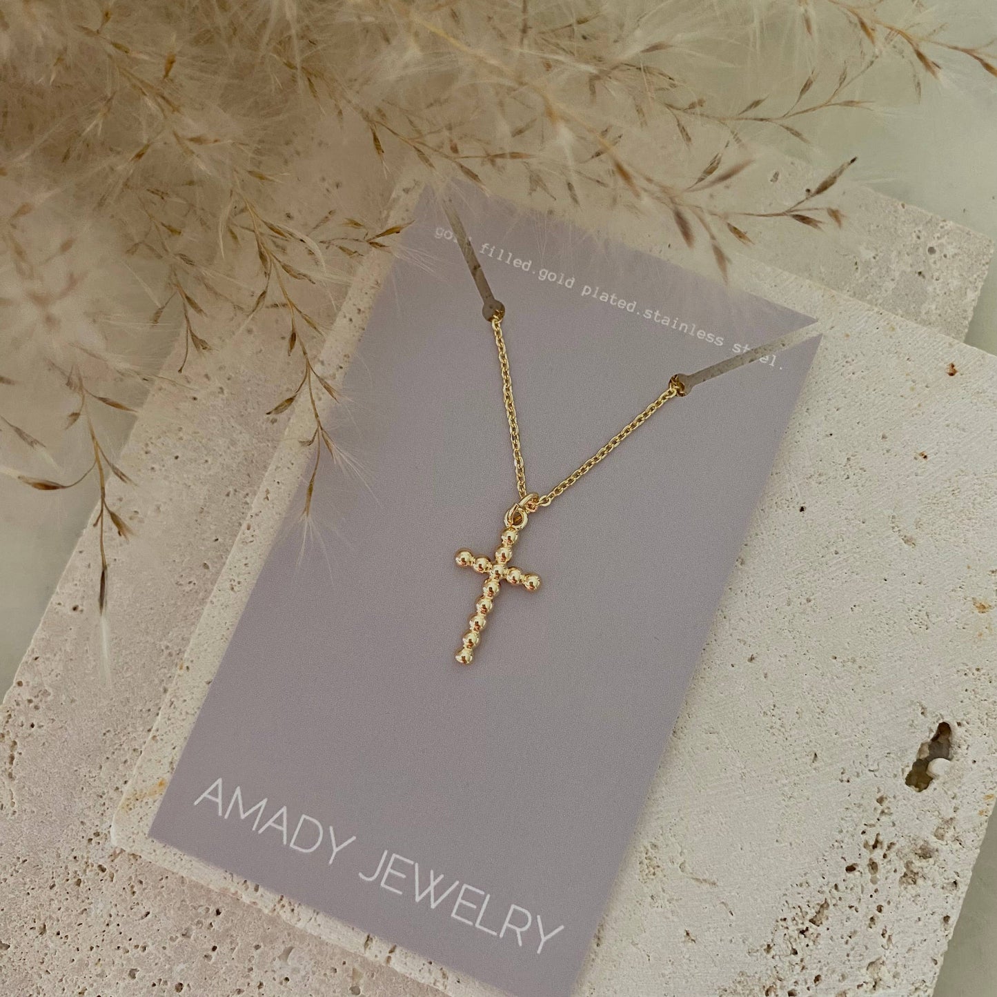 Cross 14k gold filled balloon necklace