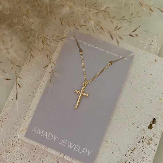 Cross 14k gold filled balloon necklace