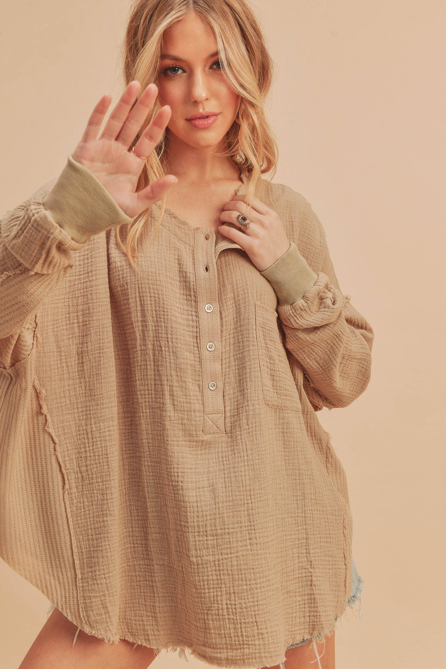 RAQUEL: Half Button Down Top