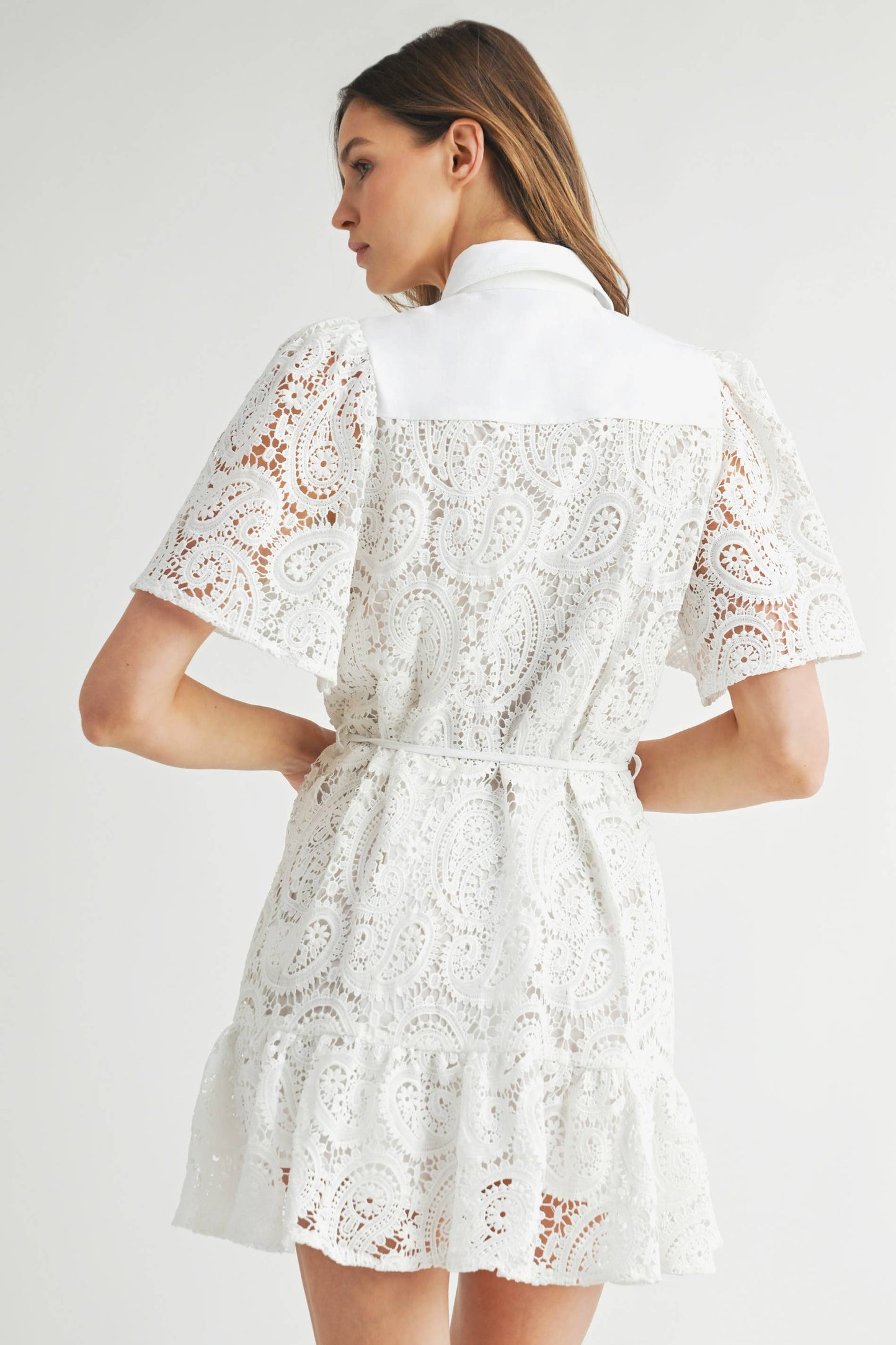 BLAINE: Lace Collared Mini Dress