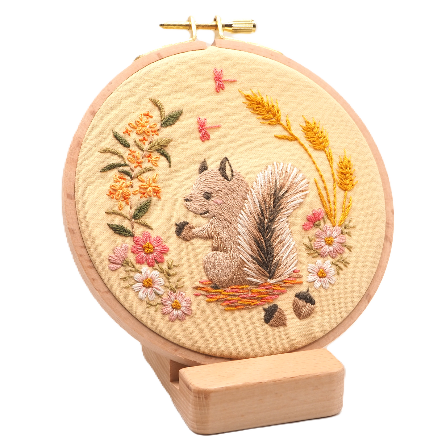 DIY Embroidery Kit Autumn Squirrel / Fall hand embroidery