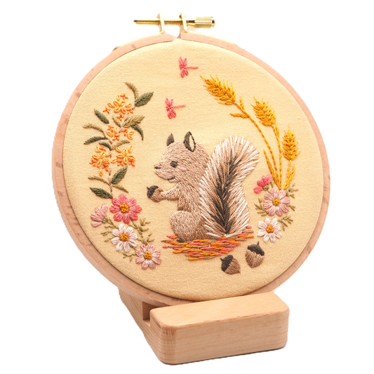 DIY Embroidery Kit Autumn Squirrel / Fall hand embroidery