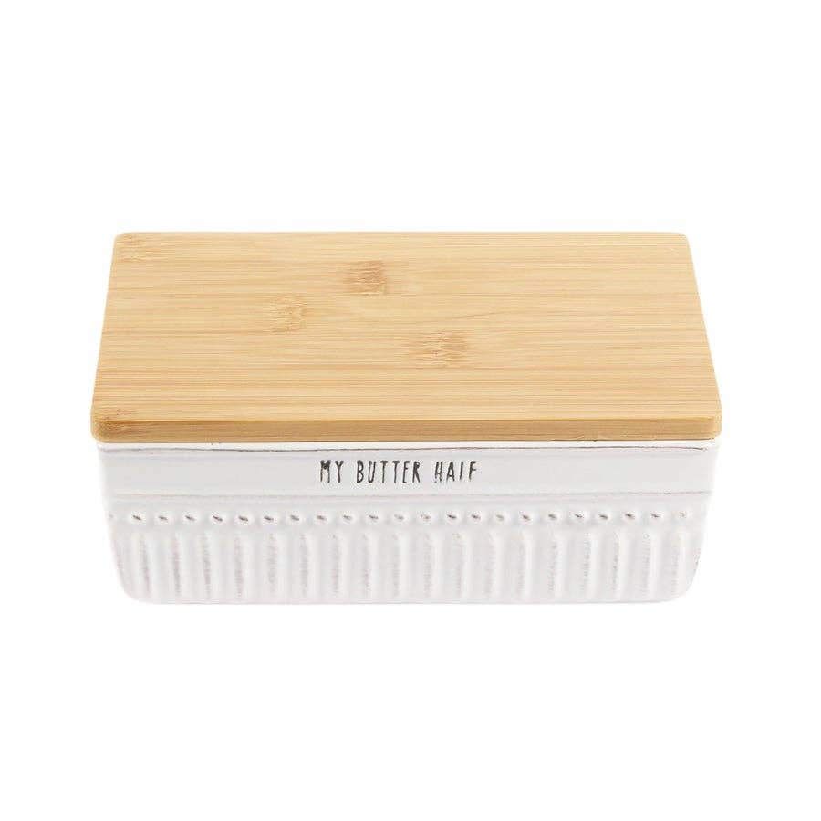 My Butter Half Butter Dish with Spreader White