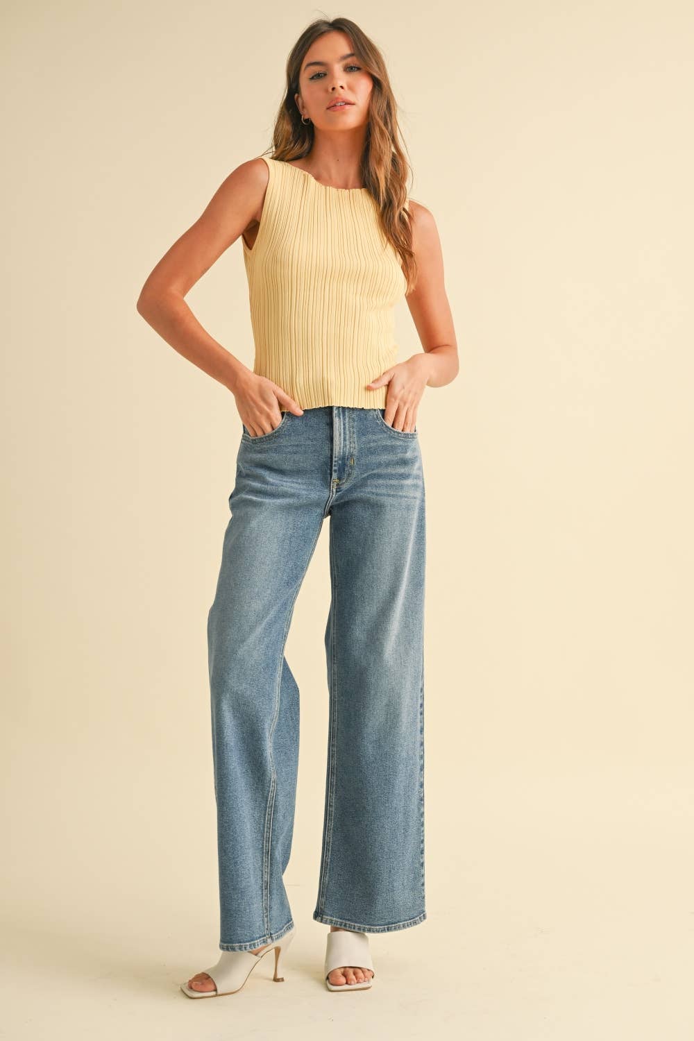 TAYLOR: Viscose ribbed knit top