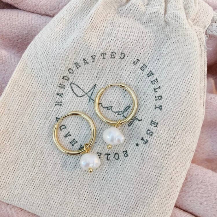 Water Pearl Hoop Earrings