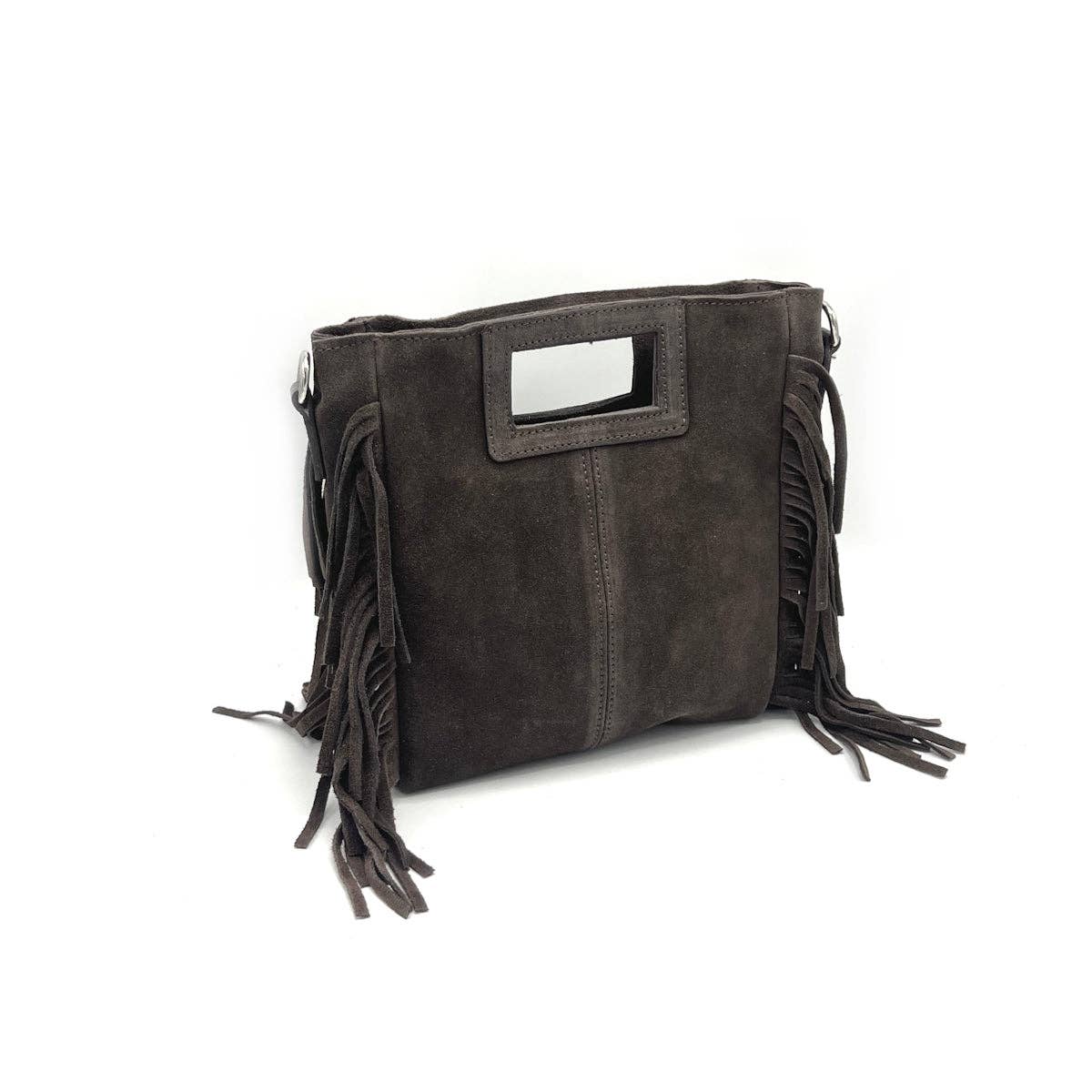Suede fringe handbag, Made in Italy