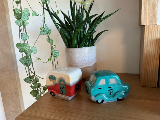 Blue Car & Camper Salt & Pepper Shakers
