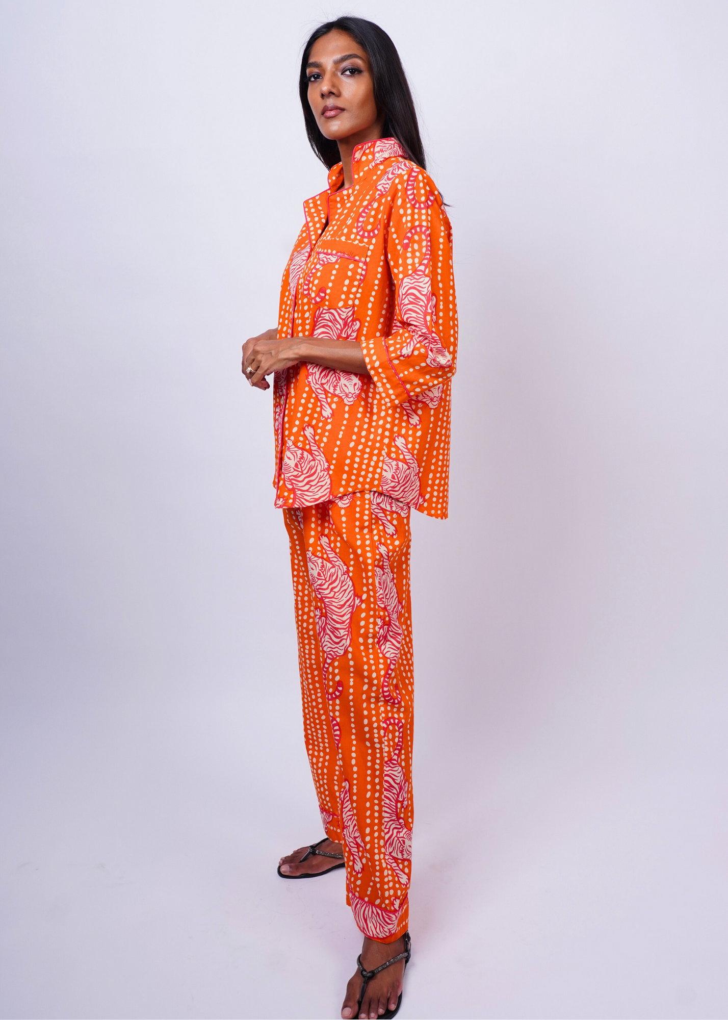 Ela 3/4 Sleeve PJ set - Coral Tiger