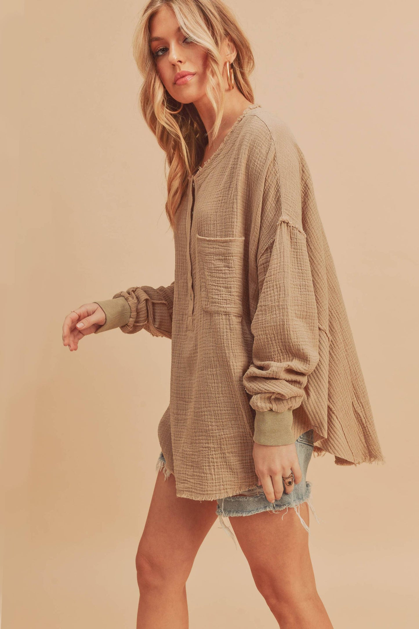 RAQUEL: Half Button Down Top