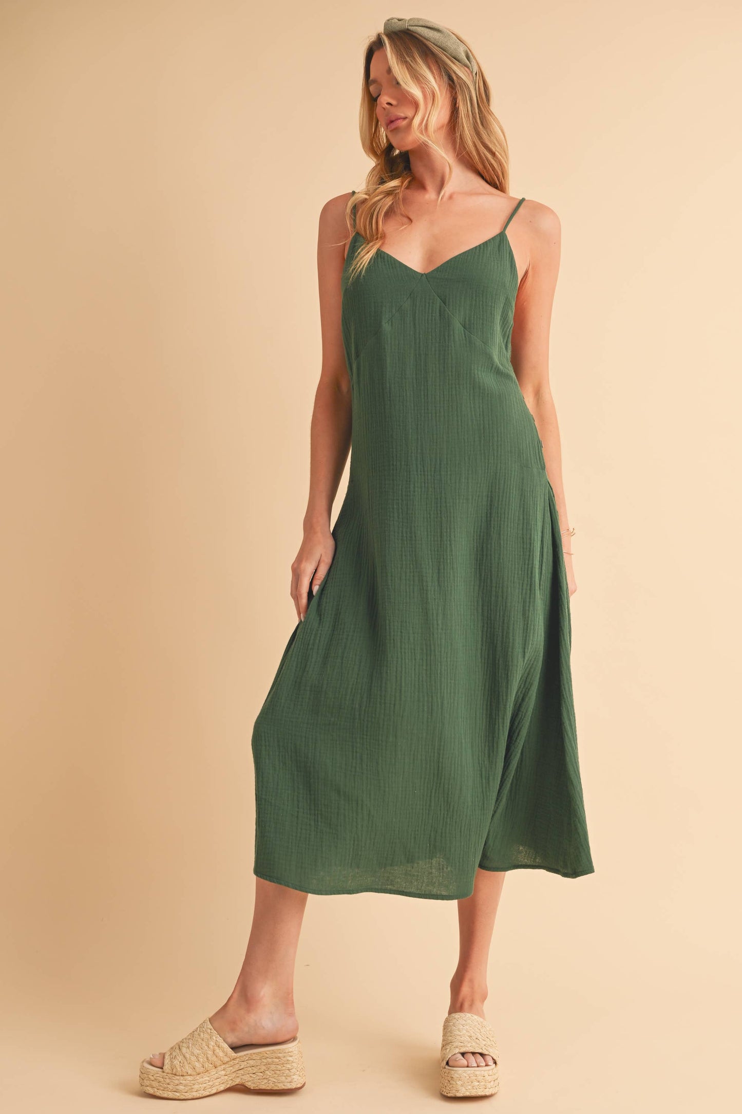 DAWN: Green Cotton Dress