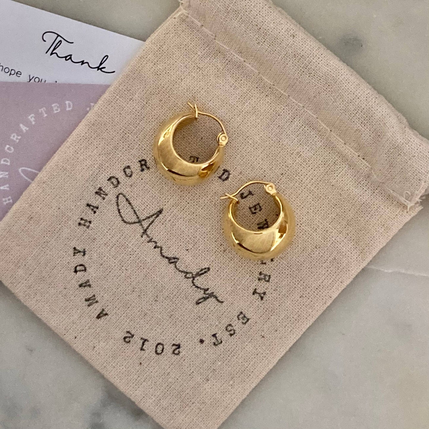 Hoop earrings 18k gold plated thick hoop earrings, chunky
