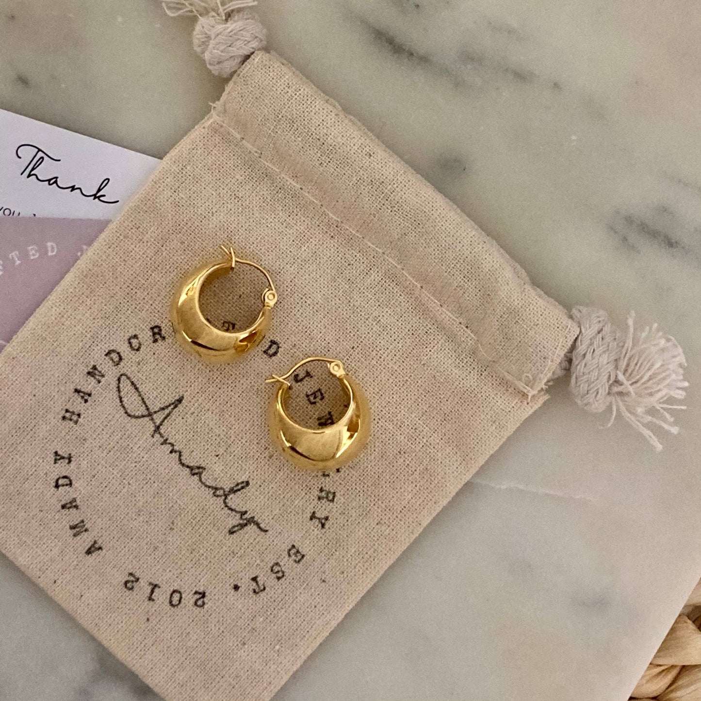 Hoop earrings 18k gold plated thick hoop earrings, chunky