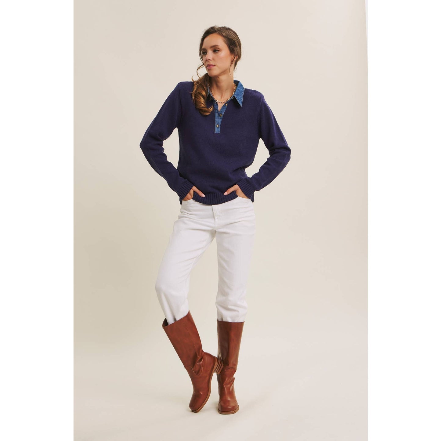 KATE- Classic Sweater Henley Top