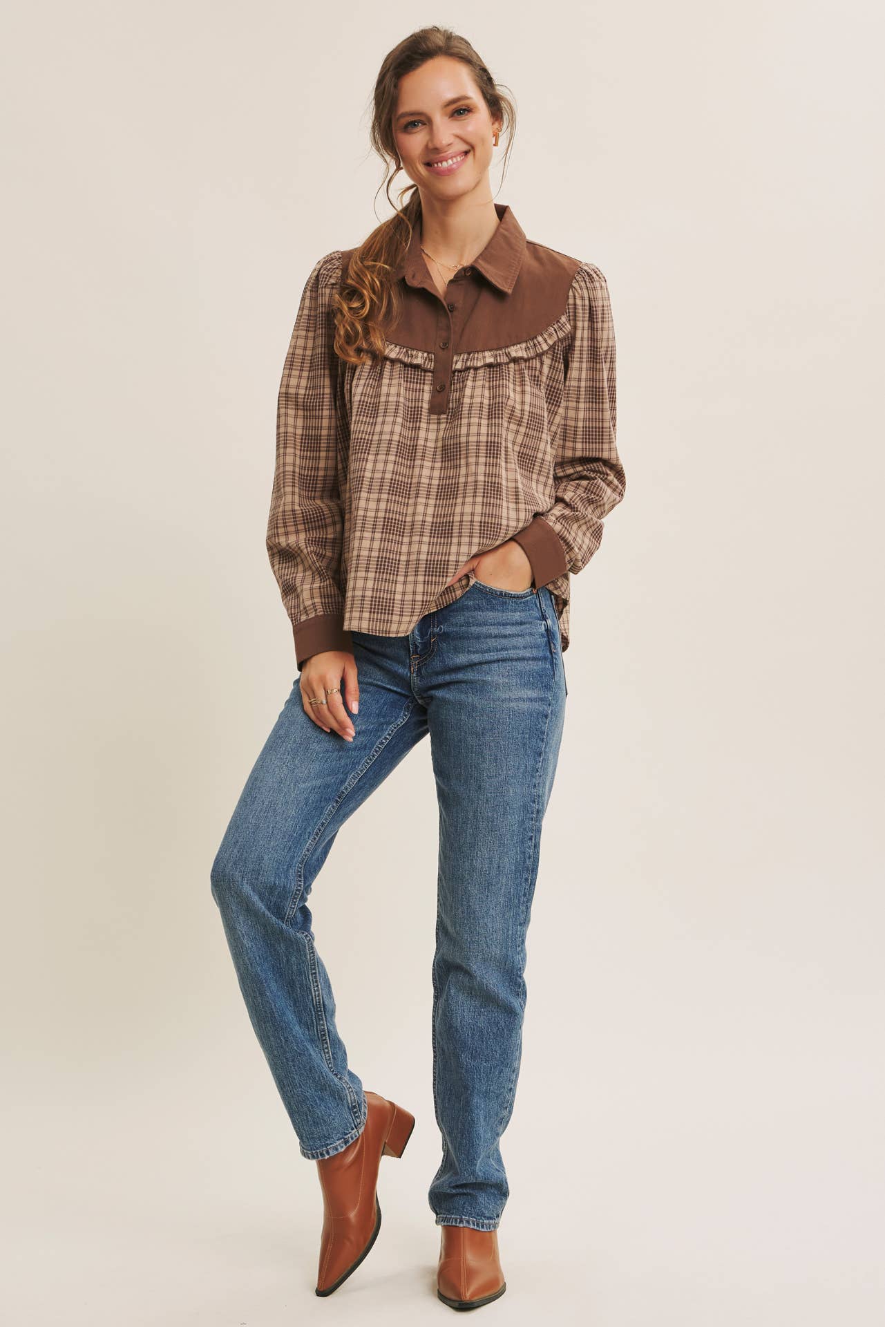 PAYTON- Plaid Blouse