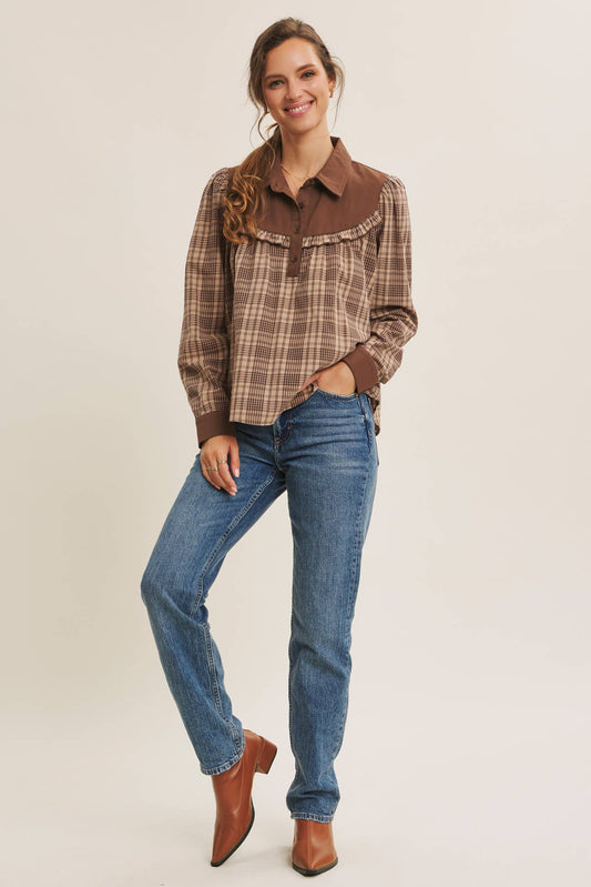 PAYTON- Plaid Blouse