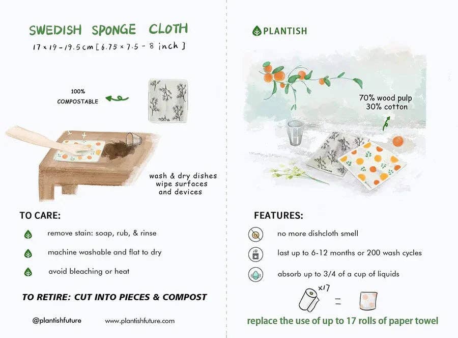 Orange Slice - Swedish Sponge Cloth