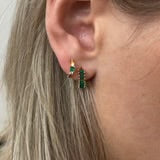 BAGUETTE CUT GREEN HUGGIE EARRINGS