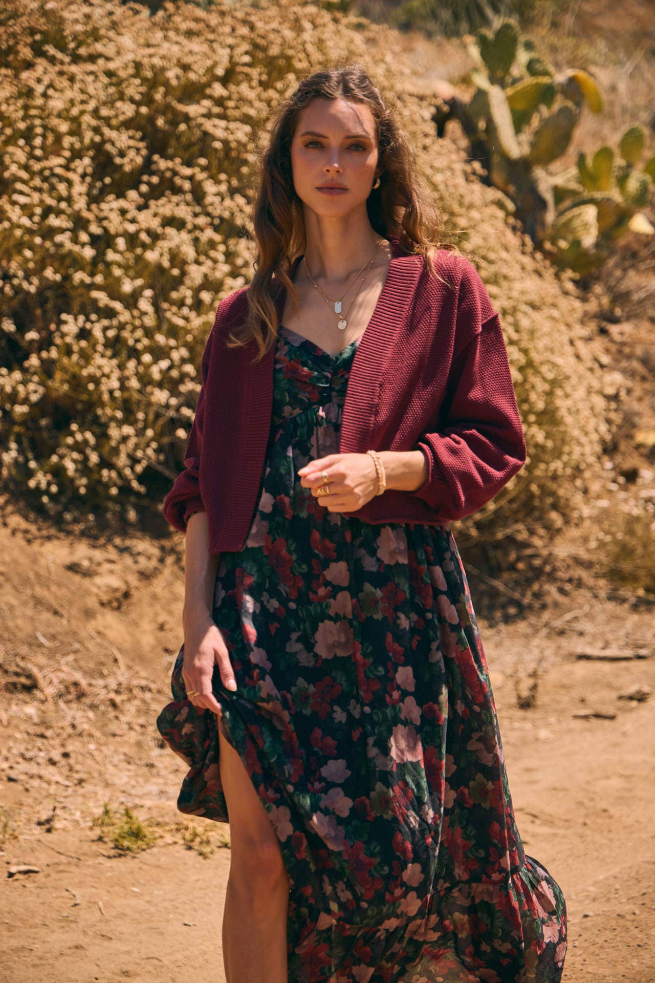 KOURTNEY- Floral Maxi Smocked Dress