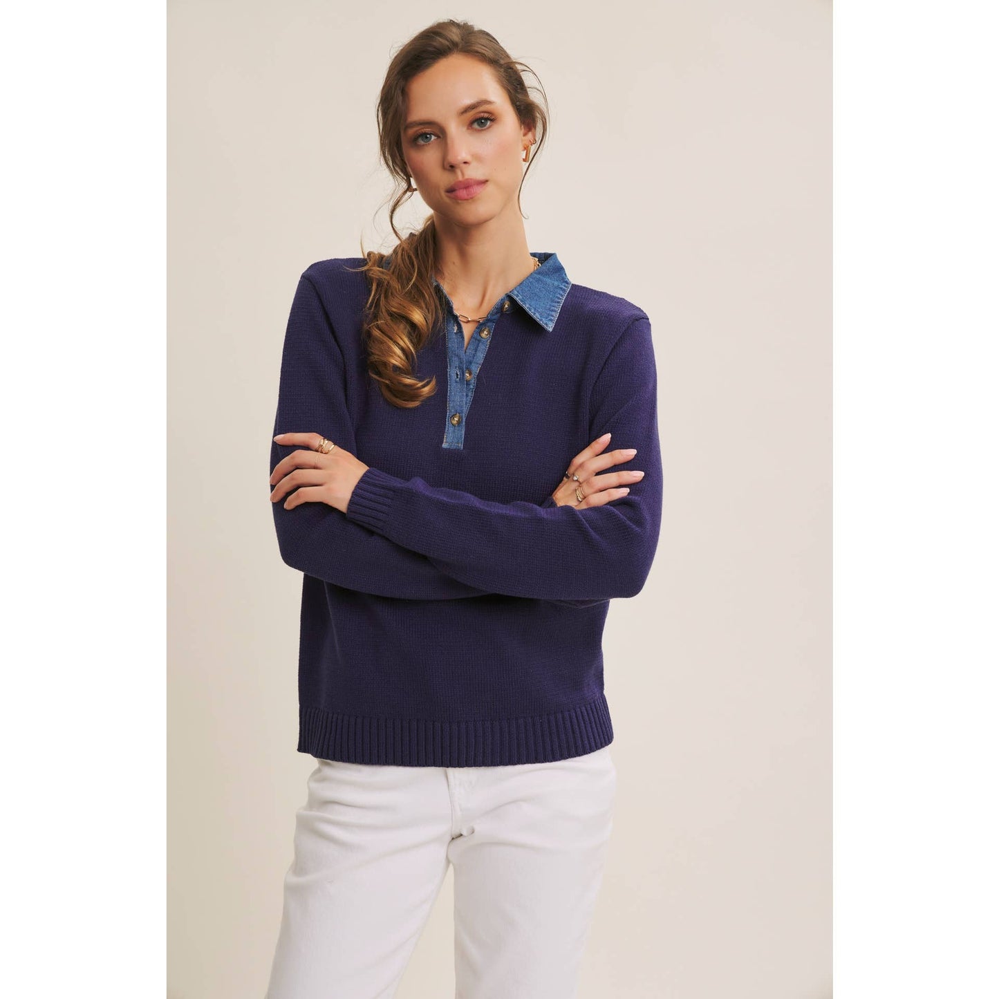 KATE- Classic Sweater Henley Top