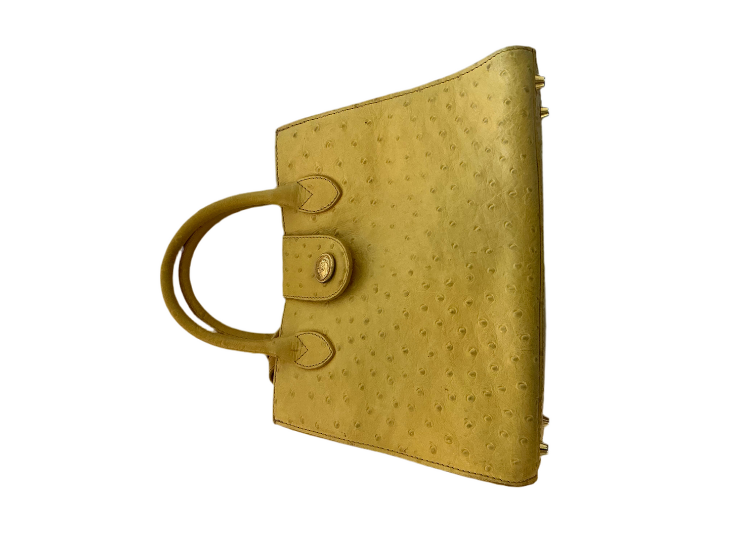 Didier Lamarthe Yellow Ostrich Handbag With Strap